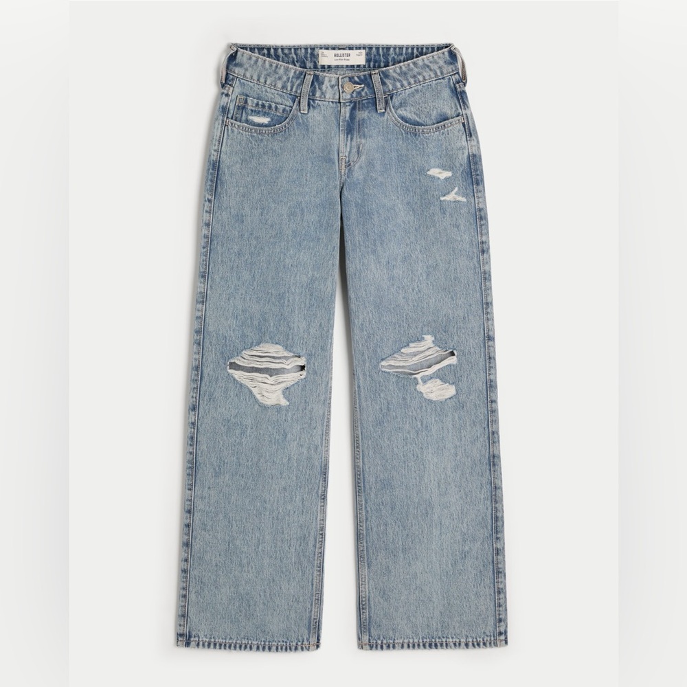 Women’s Hollister Low-Rise Ripped Medium Wash Baggy Jean size 4R or 27